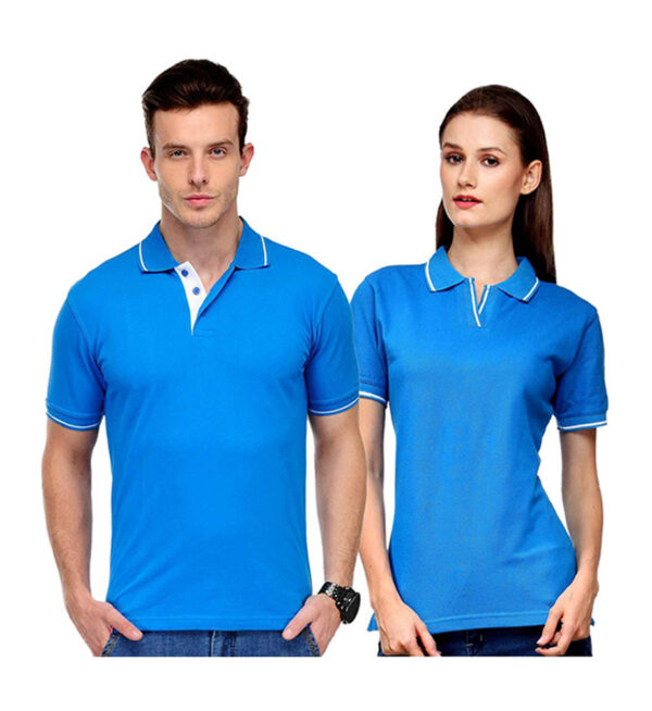 Scott Organic Polo T Shirt Blue White