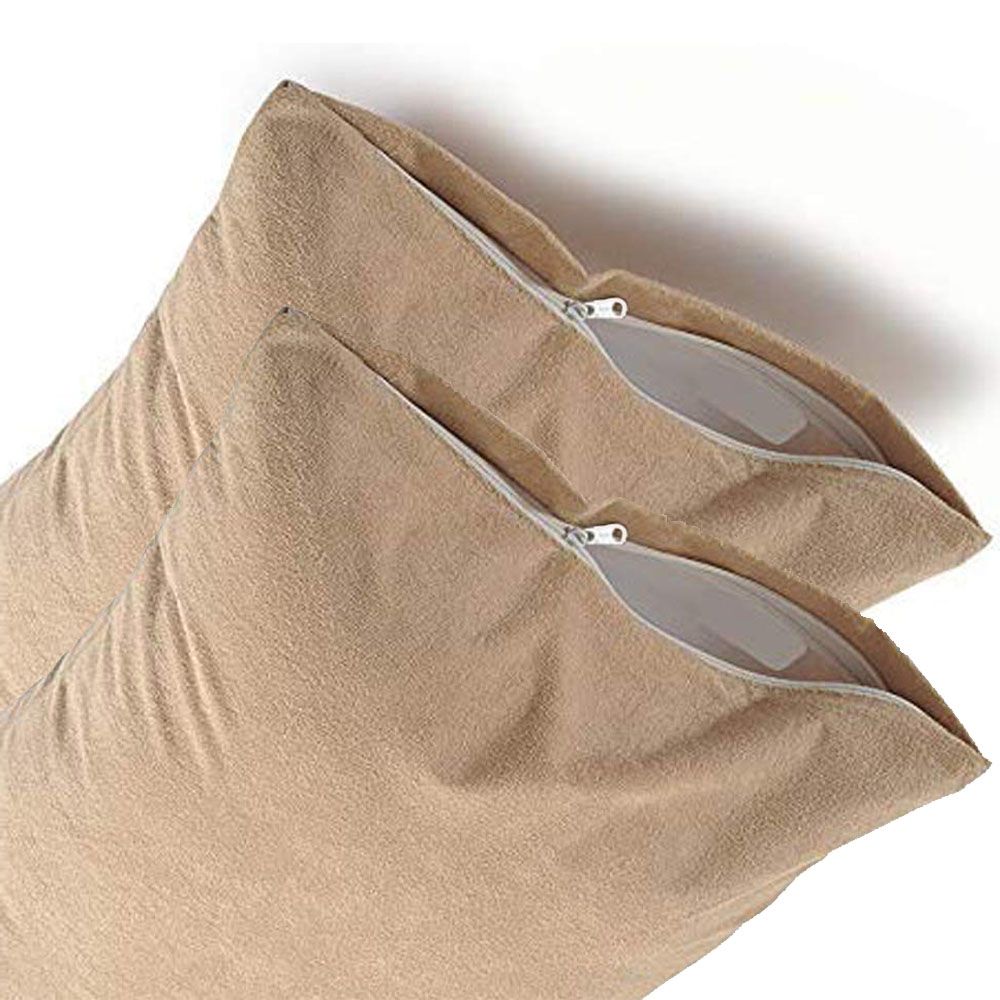 Beige Water Resistant Terry Cotton Pillow Protector